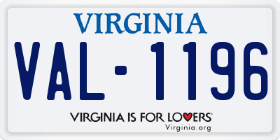 VA license plate VAL1196