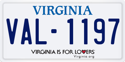 VA license plate VAL1197