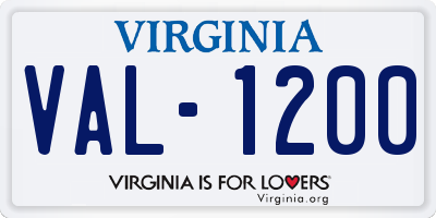 VA license plate VAL1200