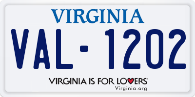 VA license plate VAL1202