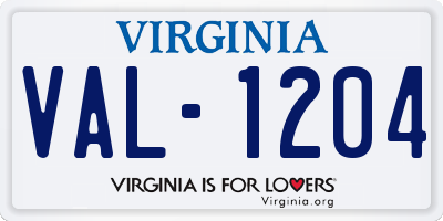 VA license plate VAL1204