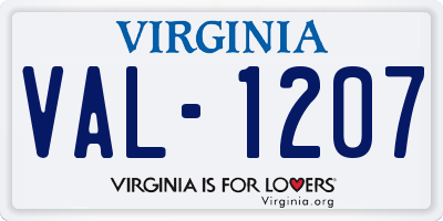 VA license plate VAL1207