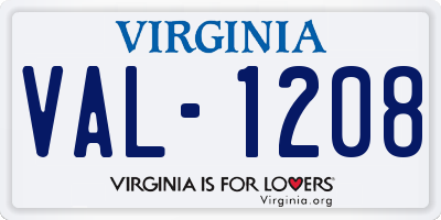 VA license plate VAL1208