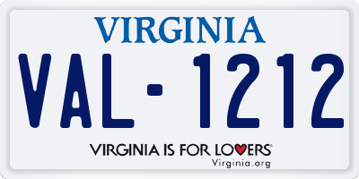 VA license plate VAL1212