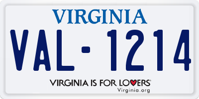 VA license plate VAL1214