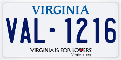 VA license plate VAL1216