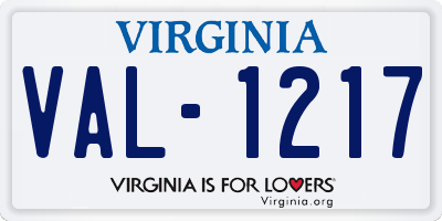 VA license plate VAL1217