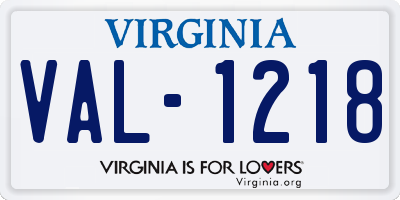 VA license plate VAL1218
