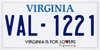 VA license plate VAL1221
