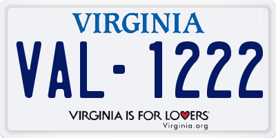 VA license plate VAL1222