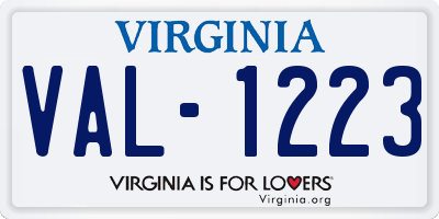 VA license plate VAL1223