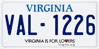 VA license plate VAL1226