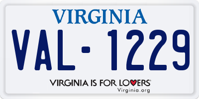 VA license plate VAL1229