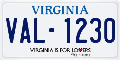 VA license plate VAL1230