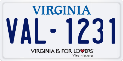 VA license plate VAL1231