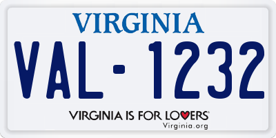 VA license plate VAL1232