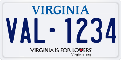 VA license plate VAL1234