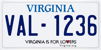 VA license plate VAL1236