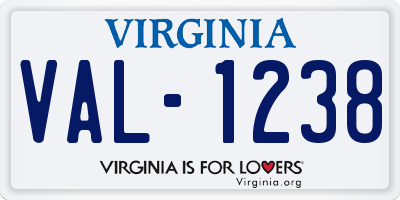 VA license plate VAL1238