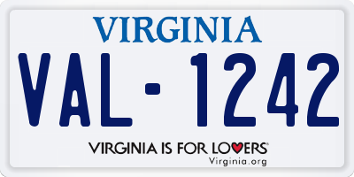 VA license plate VAL1242