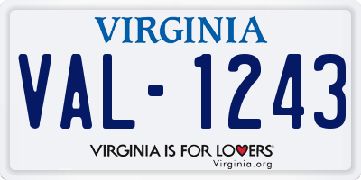 VA license plate VAL1243