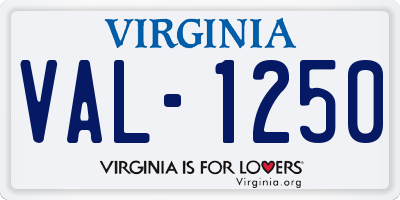 VA license plate VAL1250