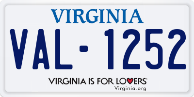 VA license plate VAL1252
