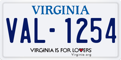 VA license plate VAL1254