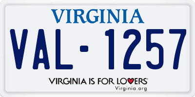 VA license plate VAL1257