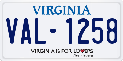 VA license plate VAL1258