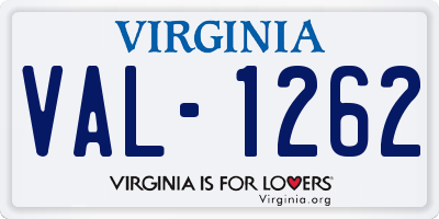 VA license plate VAL1262