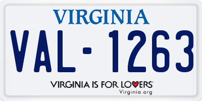 VA license plate VAL1263