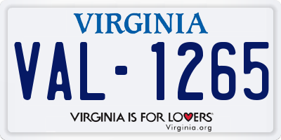 VA license plate VAL1265