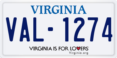 VA license plate VAL1274