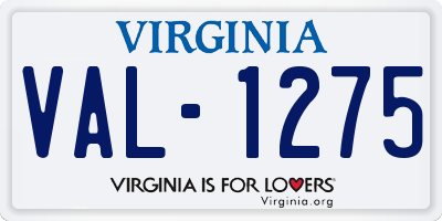 VA license plate VAL1275