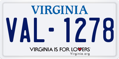 VA license plate VAL1278