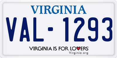 VA license plate VAL1293