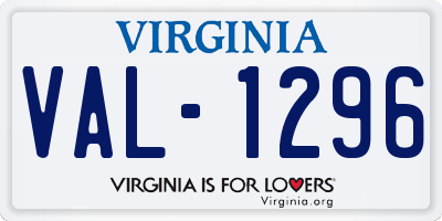 VA license plate VAL1296
