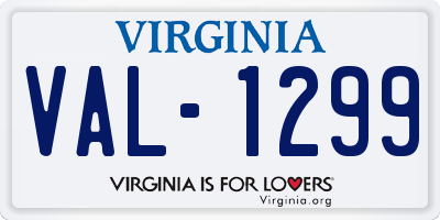 VA license plate VAL1299