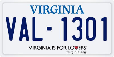 VA license plate VAL1301