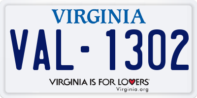 VA license plate VAL1302