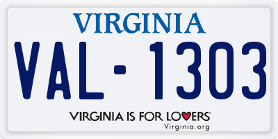 VA license plate VAL1303