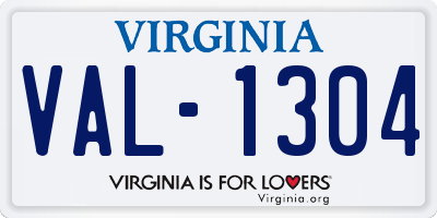 VA license plate VAL1304