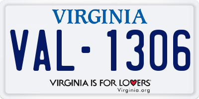 VA license plate VAL1306