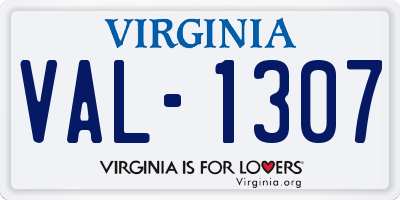VA license plate VAL1307