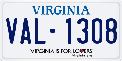 VA license plate VAL1308
