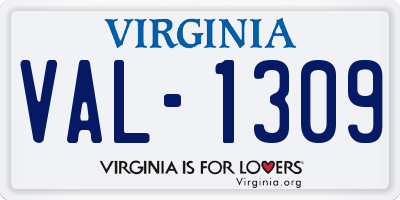VA license plate VAL1309