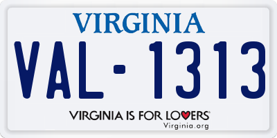 VA license plate VAL1313