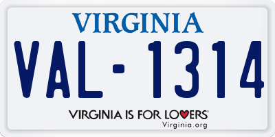 VA license plate VAL1314