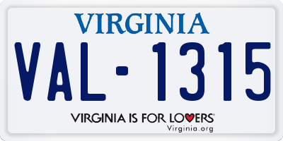 VA license plate VAL1315